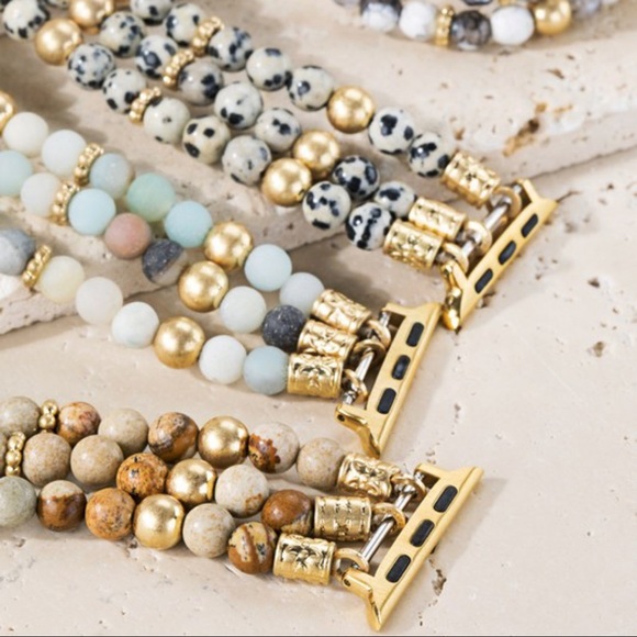 Beaded Apple Watch Band-gray/white marble - Picture 3 of 3